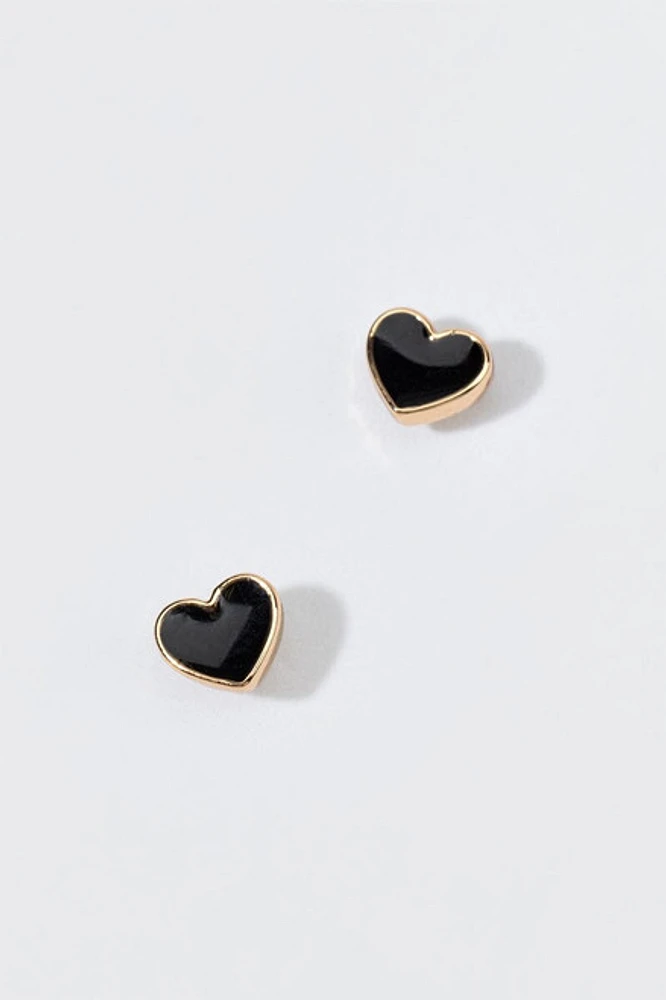 Hello Franki Black Heart Stud Earrings for girls