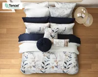 Alder Duvet Cover, TENCEL Lyocell, Botanical, Beige, Queen