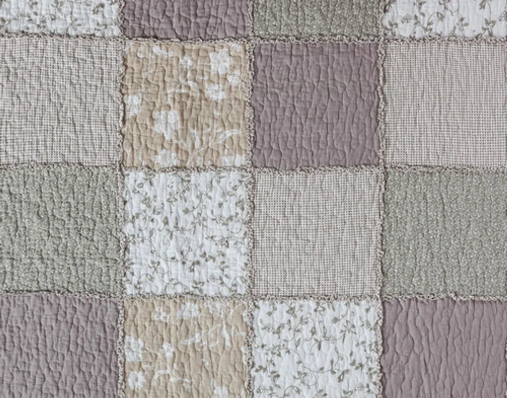 Graveley Cotton Quilt Set, Botanical, Grey, Queen