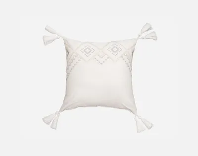 Charity Square Cushion Cover, Geometric, White, 18" x 18"