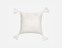 Charity Square Cushion Cover, Geometric, White, 18" x 18"