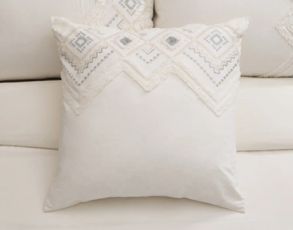 Charity Euro Sham, Geometric, White, 26" x 26"
