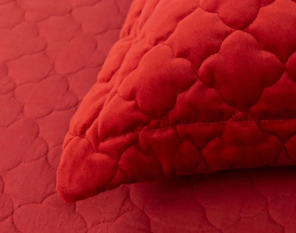 Lattice Ruby Quilt Set, Red, King