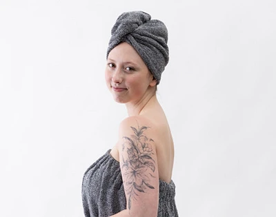 Charcoal Infused Cotton Towel Wrap, Grey