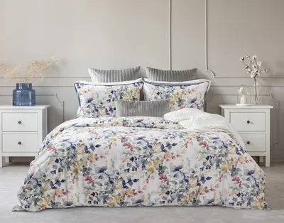 Whim Duvet Cover, Bamboo Cotton, Botanical, White, King