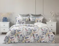 Whim Duvet Cover, Bamboo Cotton, Botanical, White, King