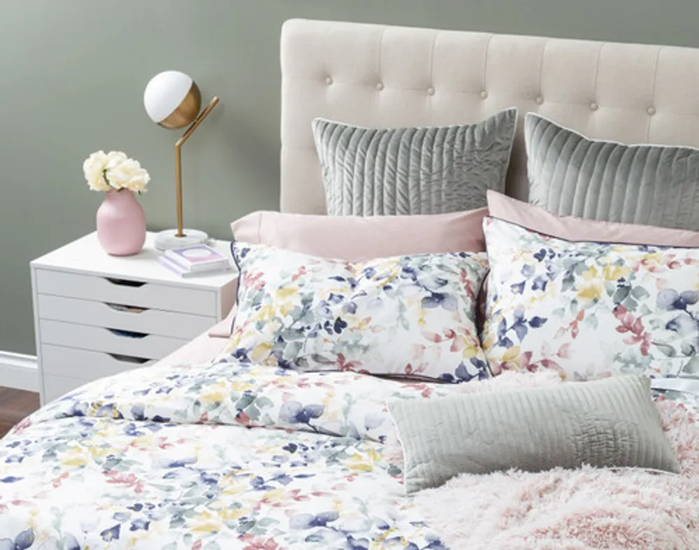 Whim Duvet Cover, Bamboo Cotton, Botanical, White, King