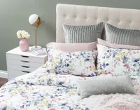 Whim Duvet Cover, Bamboo Cotton, Botanical, White, King