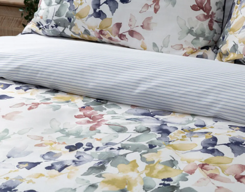 Whim Duvet Cover, Bamboo Cotton, Botanical, White, King