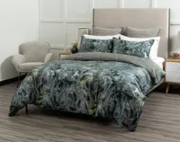 Thistledown Duvet Cover, Bamboo Cotton, Botanical, Green,