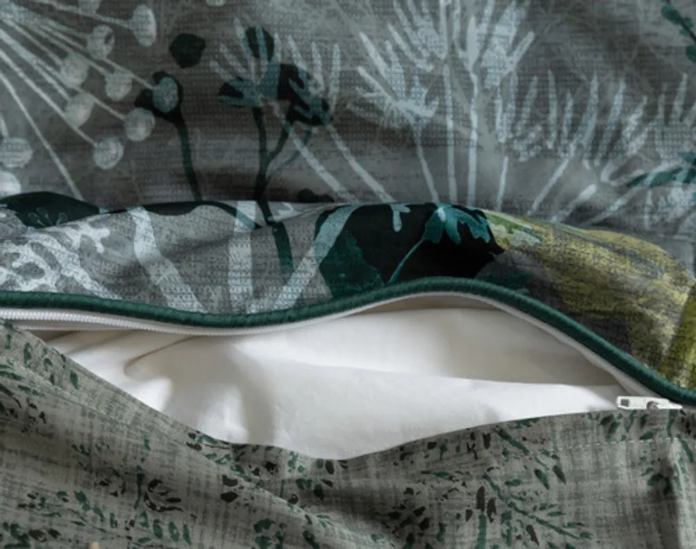Thistledown Duvet Cover, Bamboo Cotton, Botanical, Green,