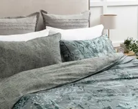 Thistledown Duvet Cover, Bamboo Cotton, Botanical, Green,