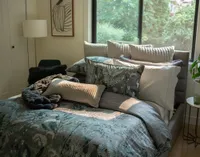Thistledown Duvet Cover, Bamboo Cotton, Botanical, Green,