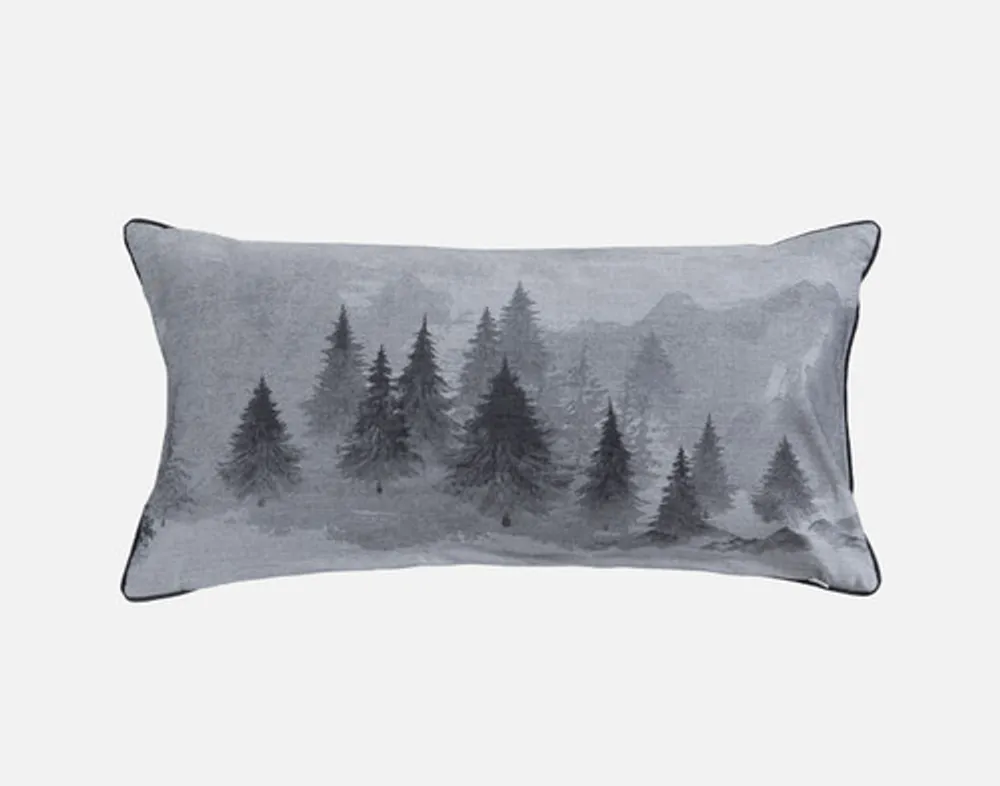 Plateau Boudoir Pillow Cover, Scenic, Grey, 24" x 12"