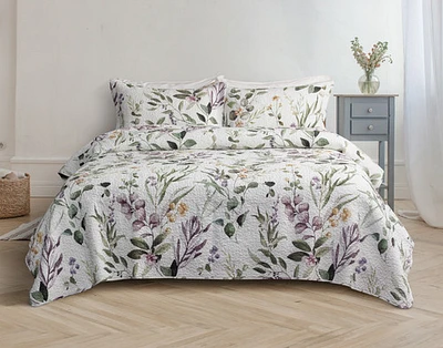 Simone Cotton Quilt Set, White, Queen