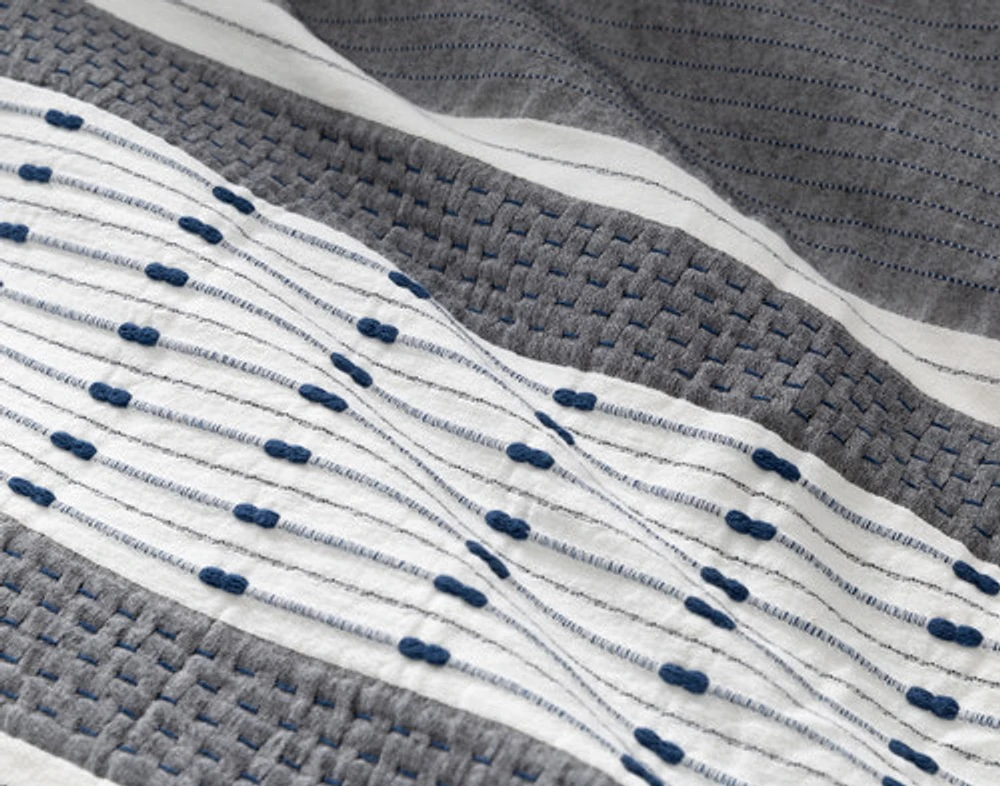 Dash Duvet Cover, Cotton, Geometric, White,