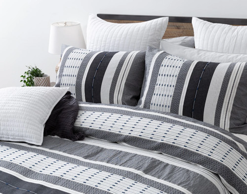 Dash Duvet Cover, Cotton, Geometric, White,
