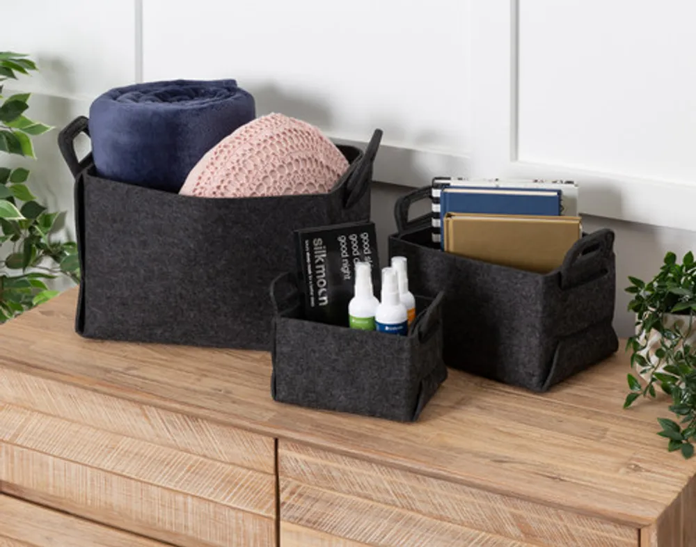 Collapsible Felt Basket, Grey,