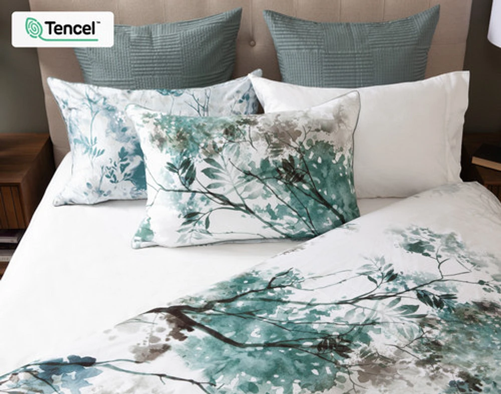 Canopy Duvet Cover, TENCEL Lyocell, Botanical, Green,