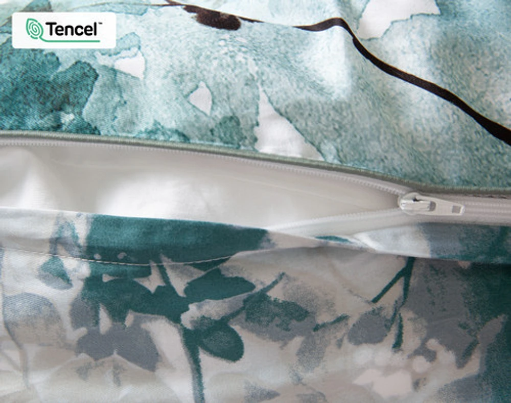 Canopy Duvet Cover, TENCEL Lyocell, Botanical, Green,
