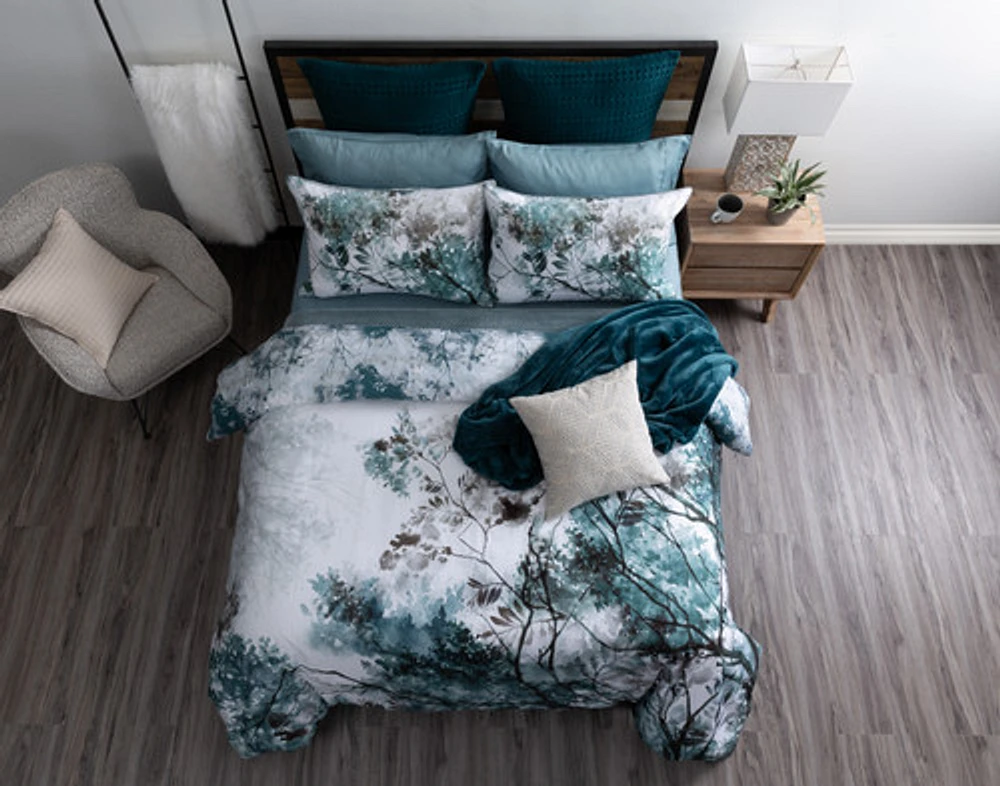 Canopy Duvet Cover, TENCEL Lyocell, Botanical, Green,