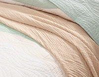 Ocean Waves Cotton Quilt Set, Scenic, Green, Queen