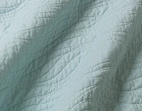 Ocean Waves Cotton Quilt Set, Scenic, Green, Queen
