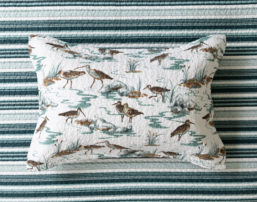 Sandpiper Cotton Quilt Set, Scenic, White, Super King