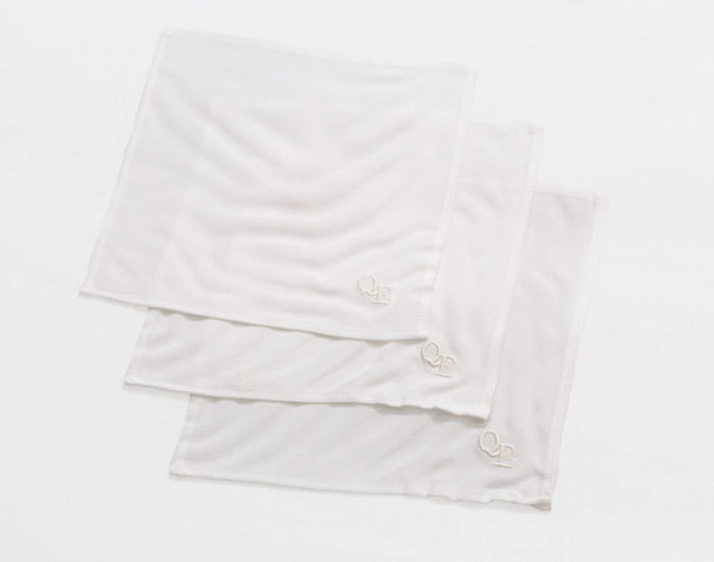100% Mulberry Silk Exfoliating Face Cloths (Set of 3), White
