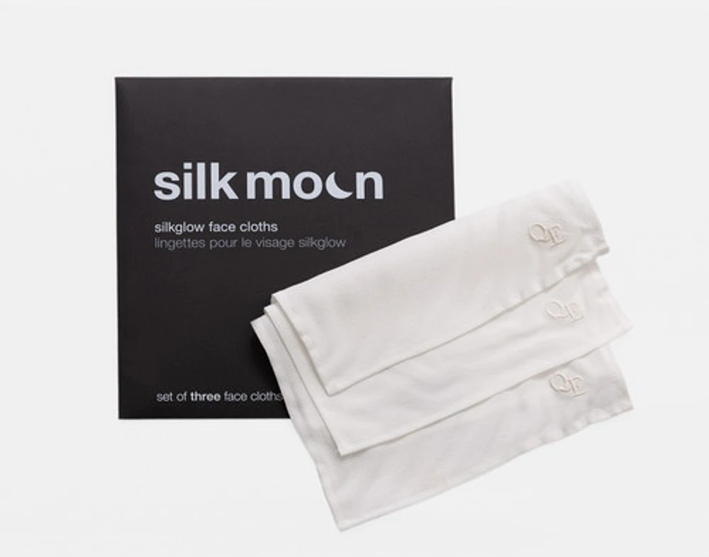 100% Mulberry Silk Exfoliating Face Cloths (Set of 3), White
