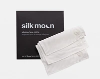 100% Mulberry Silk Exfoliating Face Cloths (Set of 3), White