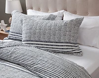 Delray Striped Cotton Quilt Set, Blue, Queen
