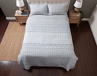 Delray Striped Cotton Quilt Set, Blue, Queen