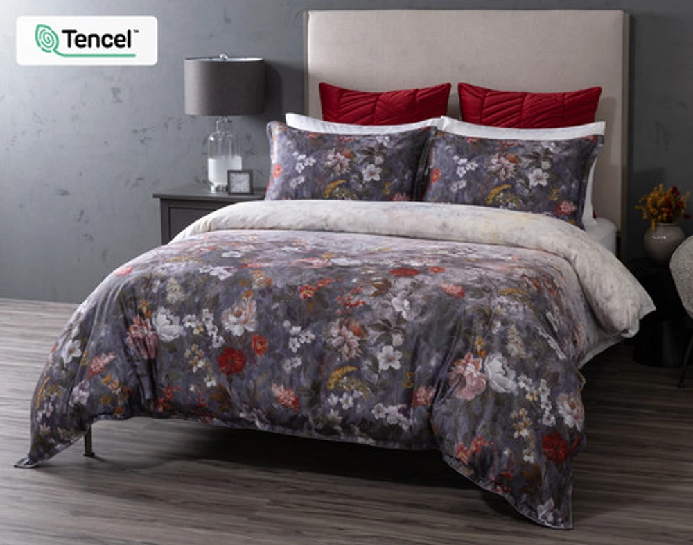 Renoir Floral Duvet Cover, TENCEL Lyocell, Floral, Purple,