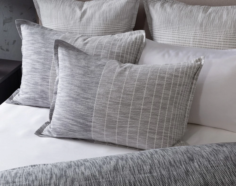 Halston Cotton Jacquard Pillow Sham, Geometric, White,
