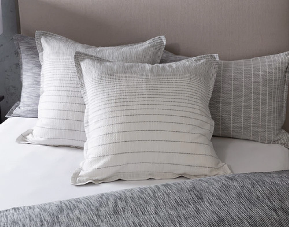 Halston Cotton Jacquard Euro Sham, Geometric, White, 26" x 26"