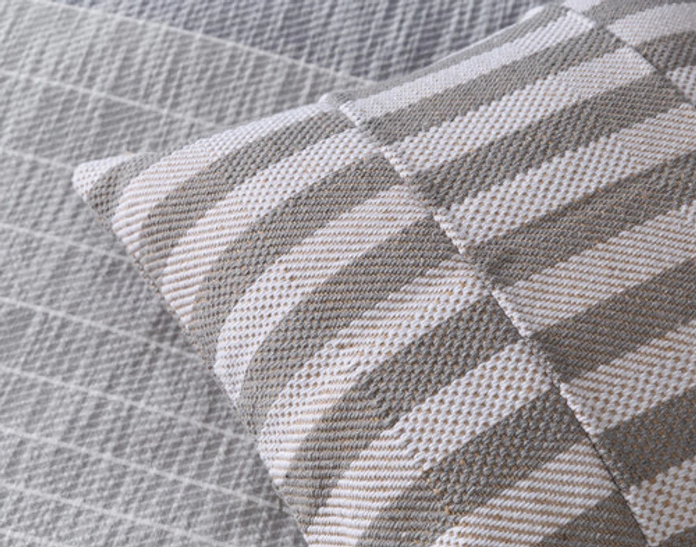 Halston Cotton Jacquard Square Cushion Cover, Geometric, White, 18" x 18"