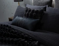 Jetset Black Duvet Cover, Cotton, Geometric,