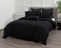 Jetset Black Duvet Cover, Cotton, Geometric,