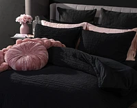 Jetset Black Duvet Cover, Cotton, Geometric,