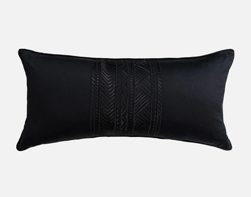 Jetset Black Boudoir Pillow Cover, Geometric, 24" x 12"