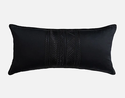 Jetset Black Boudoir Pillow Cover, Geometric, 24" x 12"
