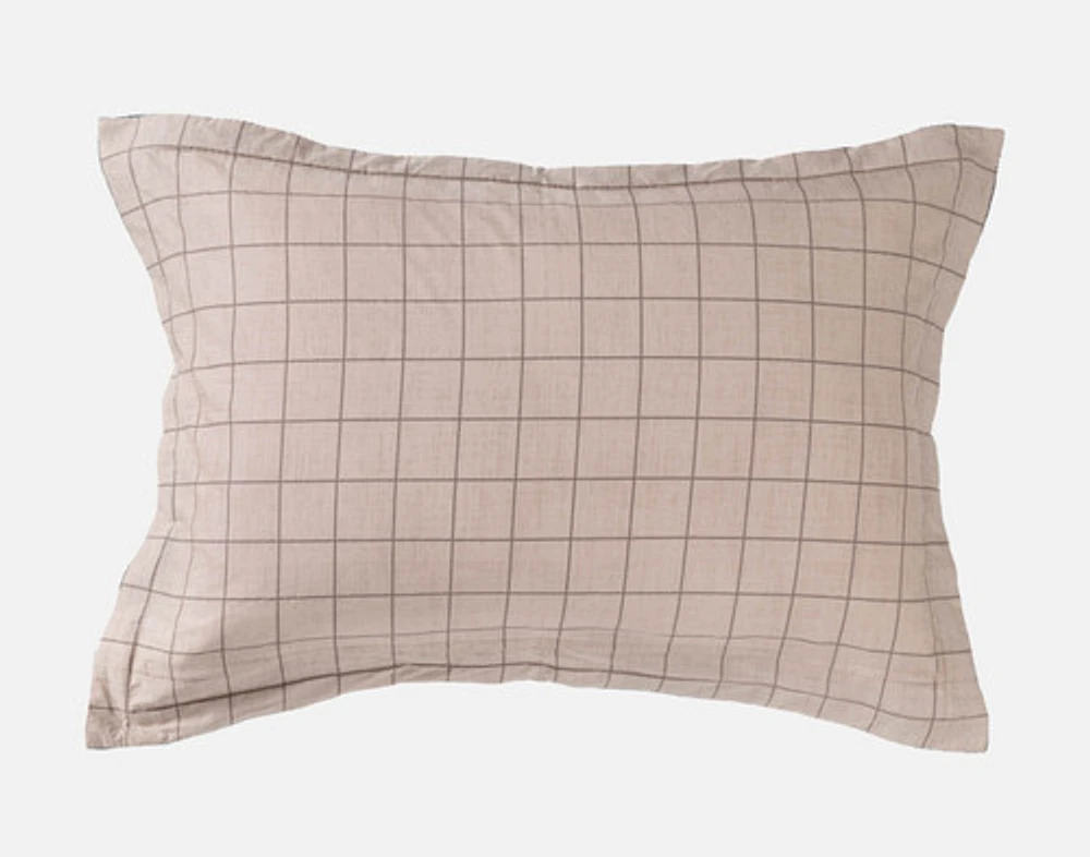 Marlon Plaid Pillow Sham, Geometric, Green,