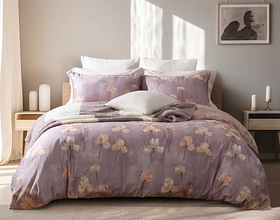 Irisette Floral Duvet Cover, Cotton, Floral, Purple, King