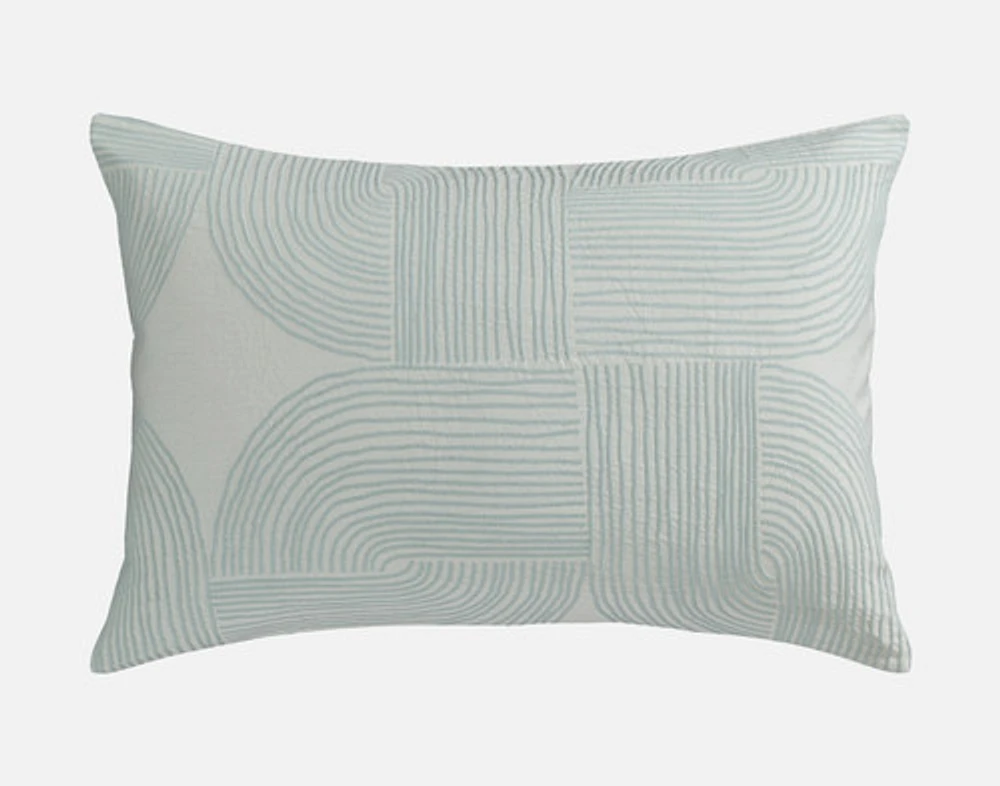 Tempo Pillow Sham, Geometric, Green, Queen