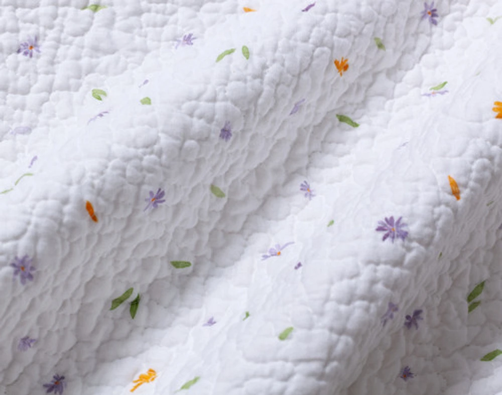 Summerfield Cotton Quilt Set, Floral, White, Queen