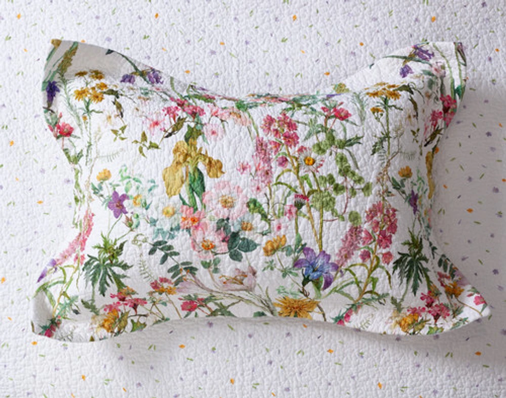 Summerfield Cotton Quilt Set, Floral, White, Queen