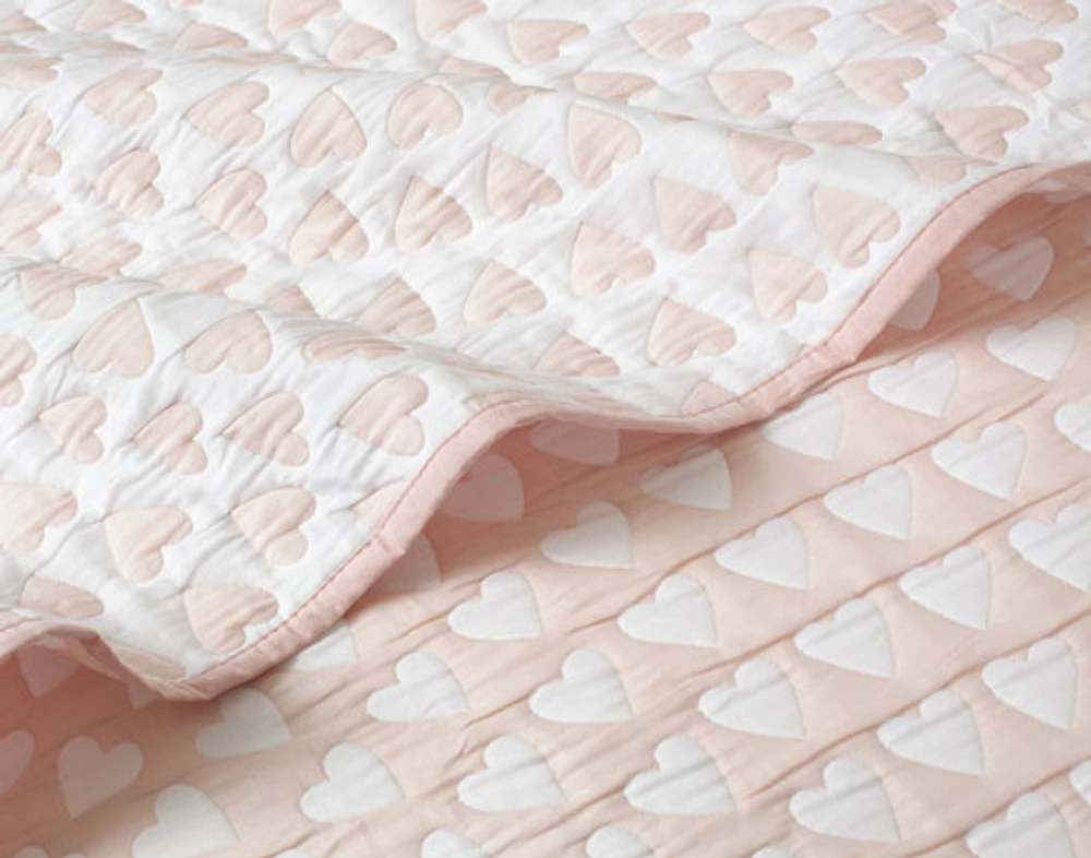 Sweetheart Cotton Blend Coverlet Set, Contemporary, Pink,