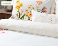 Corsage Floral Duvet Cover, Cotton, Bamboo Floral, White,