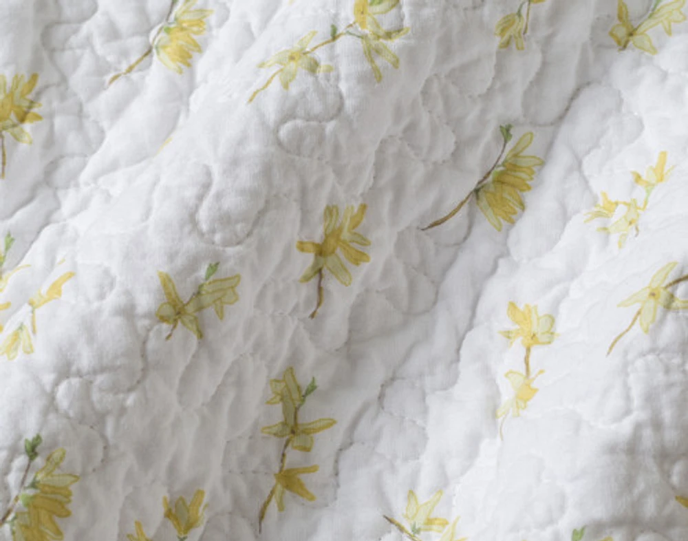 Forsythia Cotton Quilt Set, Floral, Yellow,